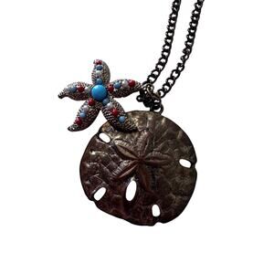 Vintage Starfish & Sand Dollar Pendant Necklace - 19"